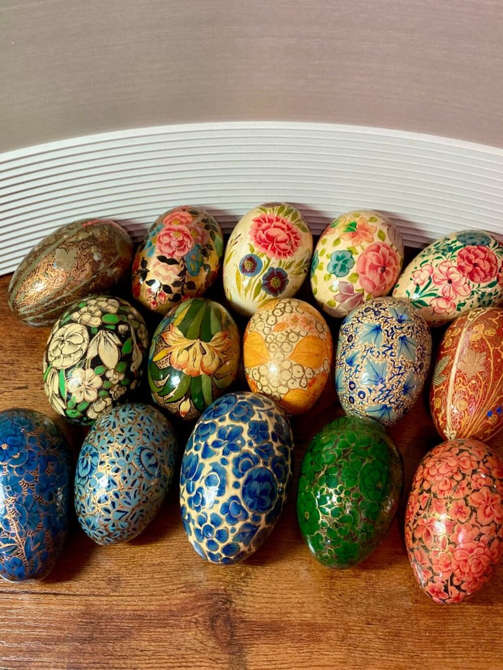 Hand Painted Cloisanne Floral Decorative Eggs 3" Lot of 15